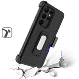For Samsung S23 CARD Holster with Kickstand Clip Hybrid Case Cover - Black