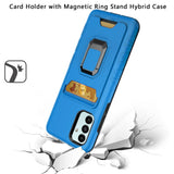 For Samsung Galaxy A13 5G Card Holder with Magnetic Ring Stand Hybrid Case Cover - Blue