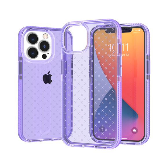 For Apple iPhone 11 (XI6.1) CROSS Design Ultra Thick 3.0mm Transparent ShockProof Hybrid Case Cover - Purple
