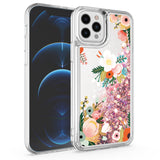 For iPhone 13 Pro Max Design Water Quicksand Glitter Case Cover - Floral A