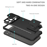 For iPhone 13 Pro Max Easy Viewing Kickstand Camera Protection Hybrid Case Cover - Black