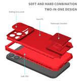 For iPhone 13 Pro Max Easy Viewing Kickstand Camera Protection Hybrid Case Cover - Red