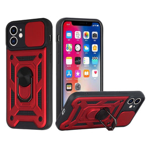 For Apple iPhone 14 PRO MAX 6.7" ELITE Camera Push Magnetic Ring Stand Hybrid Case Cover - Red