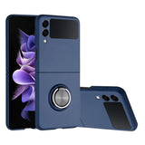 For Samsung Galaxy Z Flip3 5G Chief Premium Matte Magnetic Ring Stand Hybrid Case Cover - Navy Blue