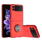 For Samsung Galaxy Z Flip3 5G Chief Premium Matte Magnetic Ring Stand Hybrid Case Cover - Red