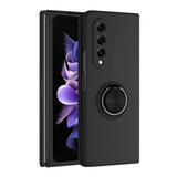 For Samsung Galaxy Z Fold 4 Chief Premium Matte Magnetic Ring Stand Hybrid Case Cover - Black