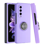 For Samsung Galaxy Z Fold 4 Chief Premium Matte Magnetic Ring Stand Hybrid Case Cover - Light Purple