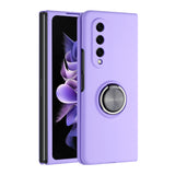 For Samsung Galaxy Z Fold 4 Chief Premium Matte Magnetic Ring Stand Hybrid Case Cover - Light Purple