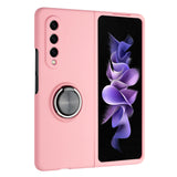 For Samsung Galaxy Z Fold 4 Chief Premium Matte Magnetic Ring Stand Hybrid Case Cover - Pink