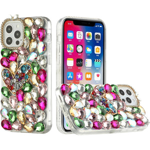For Apple iPhone 14 PRO MAX 6.7" Full Diamond with Ornaments Hard TPU Case Cover - Colorful Ornaments with Heart