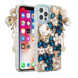 For Apple iPhone 11 (XI6.1) Full Diamond with Ornaments Case Cover - Ultimate Multi Ornament Blue