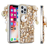 For iPhone 14/13 6.1 Full Diamond with Ornaments Case Cover - Ultimate Multi Ornament Gold