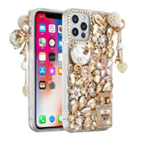 For iPhone 14/13 6.1 Full Diamond with Ornaments Case Cover - Ultimate Multi Ornament Gold
