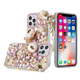 For Apple iPhone 14 6.1" Full Diamond with Ornaments Case Cover - Ultimate Multi Ornament Pink