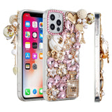 For Apple iPhone 14 6.1" Full Diamond with Ornaments Case Cover - Ultimate Multi Ornament Pink