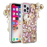 For Apple iPhone 14 6.1" Full Diamond with Ornaments Case Cover - Ultimate Multi Ornament Pink