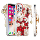 For Apple iPhone 11 (XI6.1) Full Diamond with Ornaments Case Cover - Ultimate Multi Ornament Red