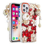 For Apple iPhone 11 (XI6.1) Full Diamond with Ornaments Case Cover - Ultimate Multi Ornament Red