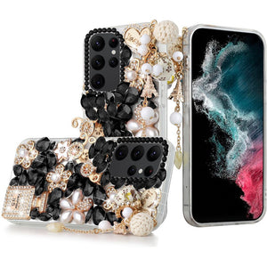 For Samsung S23 Ultra Full Diamond with Ornaments Case Cover - Ultimate Multi Ornament Black