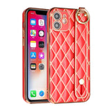 For Apple iPhone 11 (XI6.1) Lavished Chromed Grid Design Thick TPU with Strap - Red