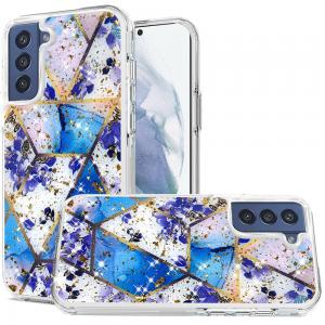 Samsung Galaxy S22 Ultra Magnificent Epoxy Glitter Design Hybrid Case Cover - Royal Floral