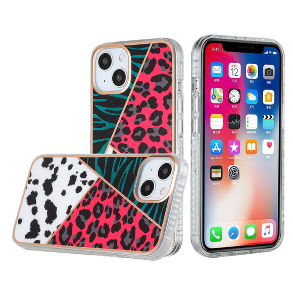 For iPhone 13 Pro Max Mix Shockproof IMD Electroplated Design Hybrid Case Cover - Animal A