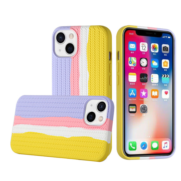 For iPhone 13 Pro Novelty Silicone Thick Woven Design Case Cover - Colorful A