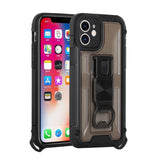 For iPhone 13 Pro Max Opener Metal Magnetic Kickstand Hybrid Case Cover - Black
