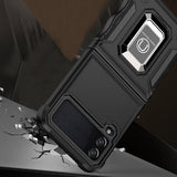 For Samsung Galaxy Z Flip 4 OPTIMUM Magnetic Ring Stand Hybrid Case Cover - Black