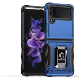 For Samsung Galaxy Z Flip 4 OPTIMUM Magnetic Ring Stand Hybrid Case Cover - Blue