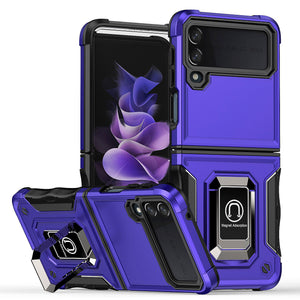 For Samsung Galaxy Z Flip 4 OPTIMUM Magnetic Ring Stand Hybrid Case Cover - Dark Purple