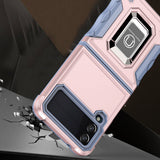 For Samsung Galaxy Z Flip 4 OPTIMUM Magnetic Ring Stand Hybrid Case Cover - Rose Gold