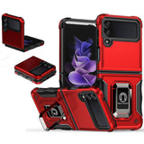 For Samsung Galaxy Z Flip 4 OPTIMUM Magnetic Ring Stand Hybrid Case Cover - Red