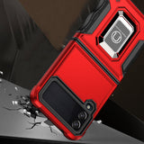 For Samsung Galaxy Z Flip 4 OPTIMUM Magnetic Ring Stand Hybrid Case Cover - Red