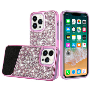 For Apple iPhone 14 PRO MAX 6.7" Pearl Diamond Glitter Hybrid Case Cover - Purple