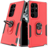 For Samsung S23 Perfect Tough Thick Hybrid With Metal Ring Stand Cover Case - Red
