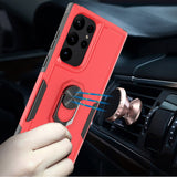 For Samsung S23 Perfect Tough Thick Hybrid With Metal Ring Stand Cover Case - Red