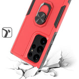 For Samsung S23 Ultra Perfect Tough Thick Hybrid With Metal Ring Stand Cover Case - Red