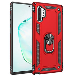 For Samsung Galaxy Note 10 Plus Ring Magnetic Kickstand Hybrid Case Cover - Red