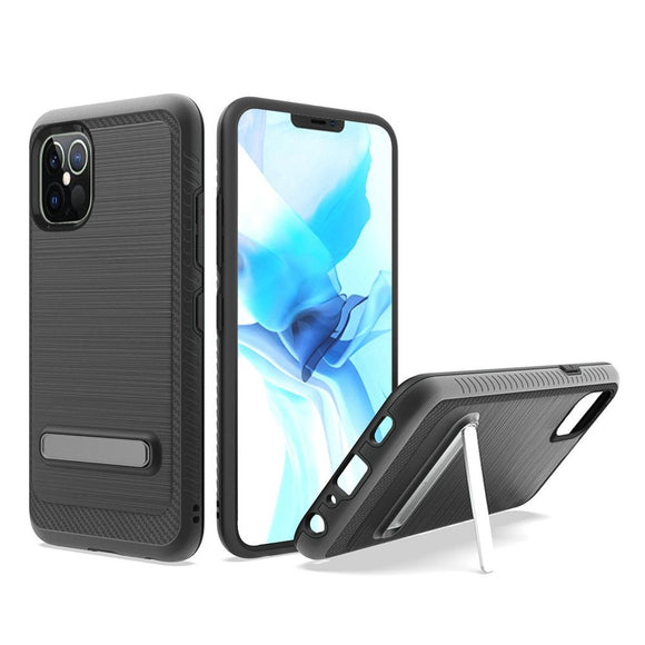 For iPhone 12 Pro Max 6.7 Slick Magnetic Kickstand Hybrid Case Cover - Black