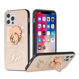 For Apple iPhone 11 (XI6.1) SPLENDID Diamond Glitter Ornaments Engraving Case Cover - Flower Ring Gold