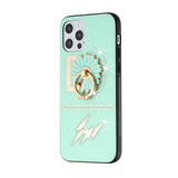 For Apple iPhone 11 (XI6.1) SPLENDID Diamond Glitter Ornaments Engraving Case Cover - Flower Ring Teal