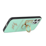 For Apple iPhone 11 (XI6.1) SPLENDID Diamond Glitter Ornaments Engraving Case Cover - Flower Ring Teal