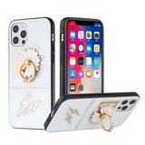For Apple iPhone 11 (XI6.1) SPLENDID Diamond Glitter Ornaments Engraving Case Cover - Flower Ring White