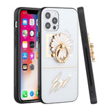 For Apple iPhone 11 (XI6.1) SPLENDID Diamond Glitter Ornaments Engraving Case Cover - Flower Ring White