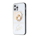 For Apple iPhone 11 (XI6.1) SPLENDID Diamond Glitter Ornaments Engraving Case Cover - Flower Ring White