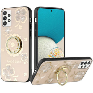 For Samsung A53 5G SPLENDID Diamond Glitter Ornaments Engraving Case Cover - Good Luck Floral Gold