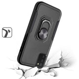 For Samsung Galaxy A03s Tough Strong Dual Layer Flat Hybrid Case Cover - Black