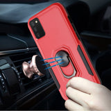 For Samsung Galaxy A03s Tough Strong Dual Layer Flat Hybrid Case Cover - Red