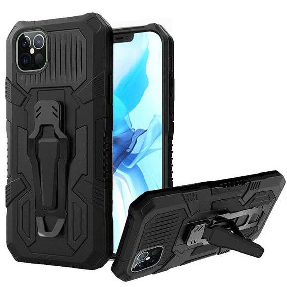 For Apple iPhone XR Travel Kickstand Clip Hybrid Case Cover - Black